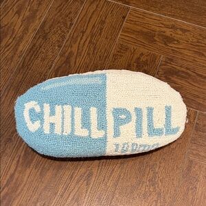 Chill Pill Blue and White Accent Pillow